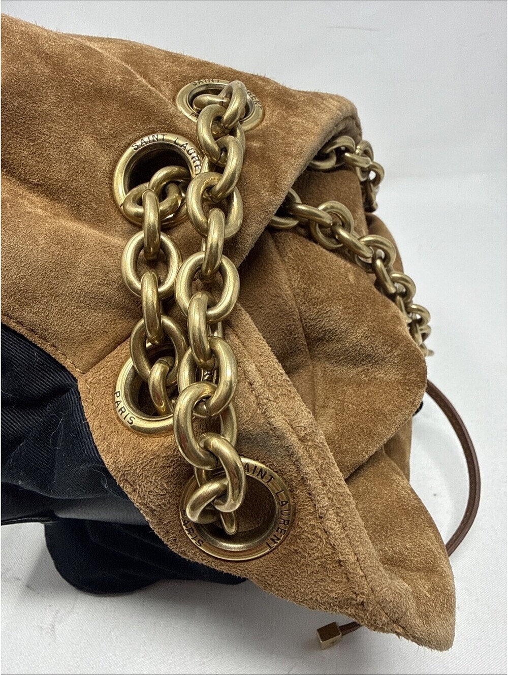 Saint Laurent YSL Maxi 4.3 JAMIE SUEDE GOLDEN LEAF COA - Picture 11 of 15